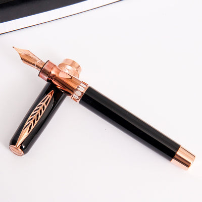 Pineider La Grande Bellezza Rocco Black with Rose Gold Trim Fountain Pen