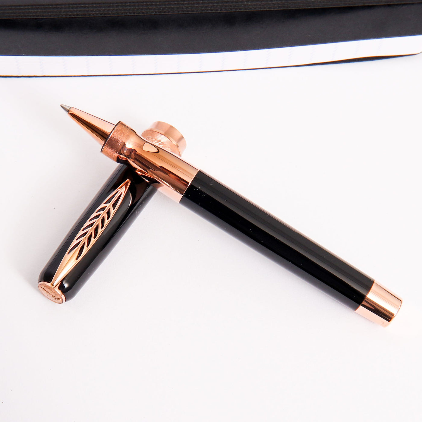 Pineider La Grande Bellezza Rocco Black with Rose Gold Trim Rollerball Pen