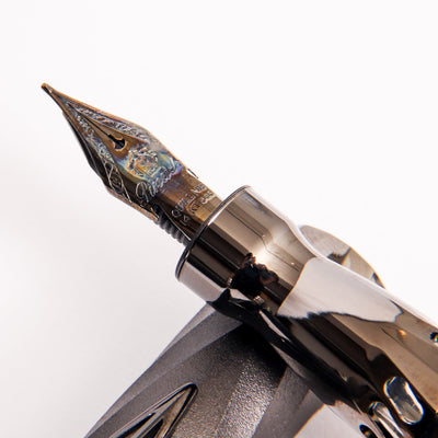 Pineider Matrix Black Fountain Pen 14k Gold Quill Nib Detail