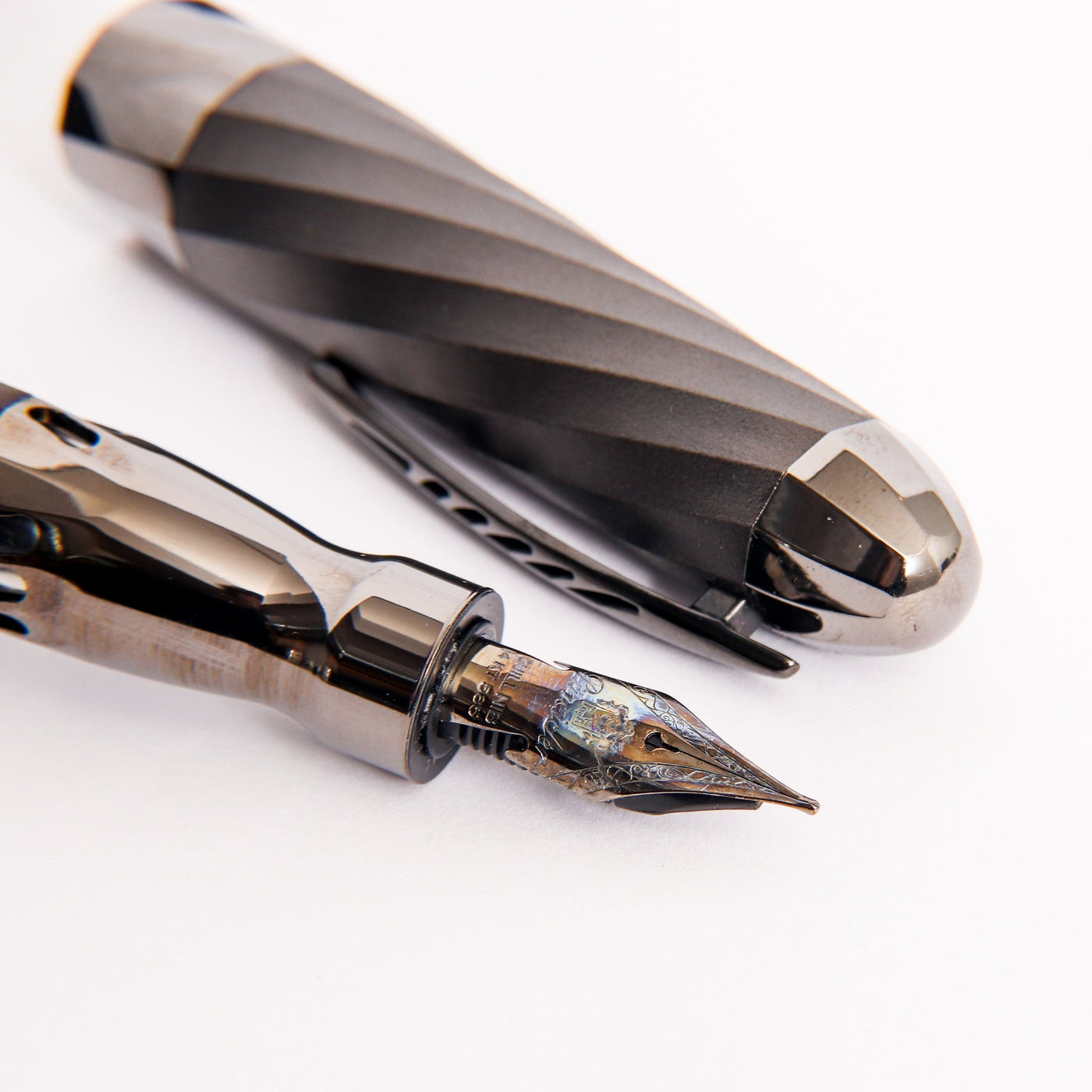 Pineider Matrix Black Fountain Pen Ruthenium Plated