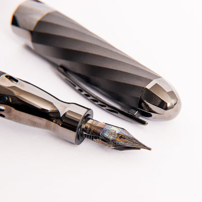 Pineider Matrix Black Fountain Pen Ruthenium Plated