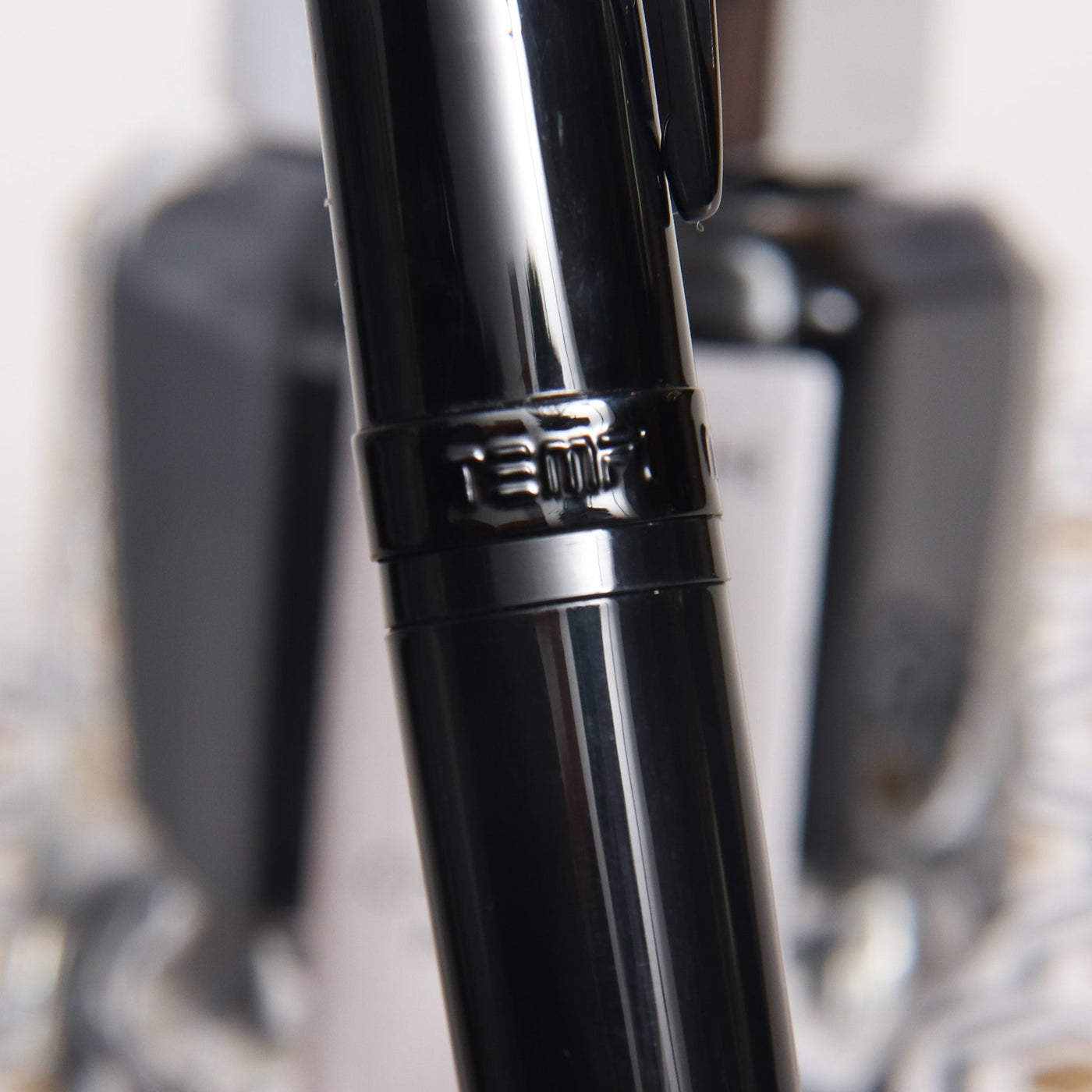 Pineider Modern Times All Black Rollerball Pen Center Band