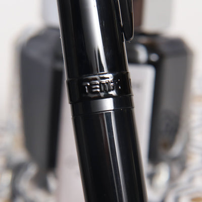 Pineider Modern Times All Black Rollerball Pen Center Band