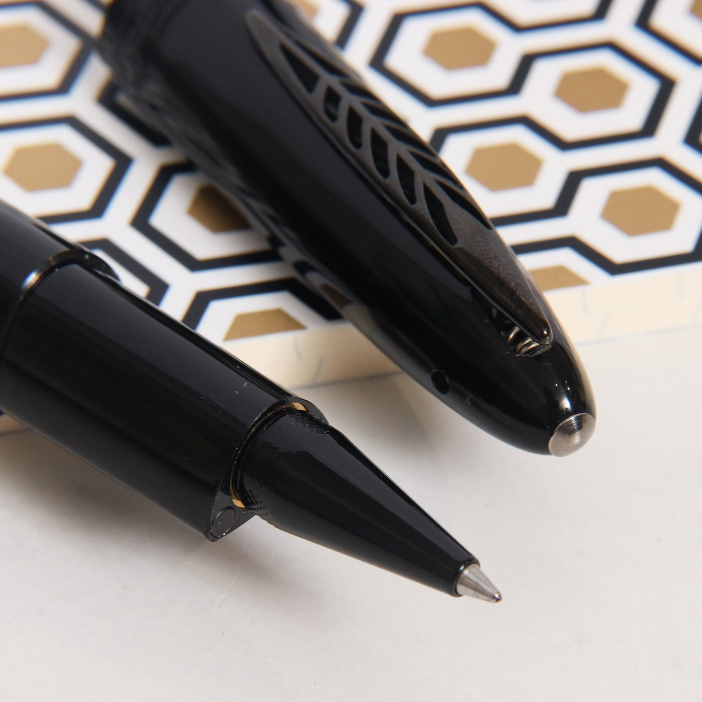 Pineider Modern Times All Black Rollerball Pen Tip Details