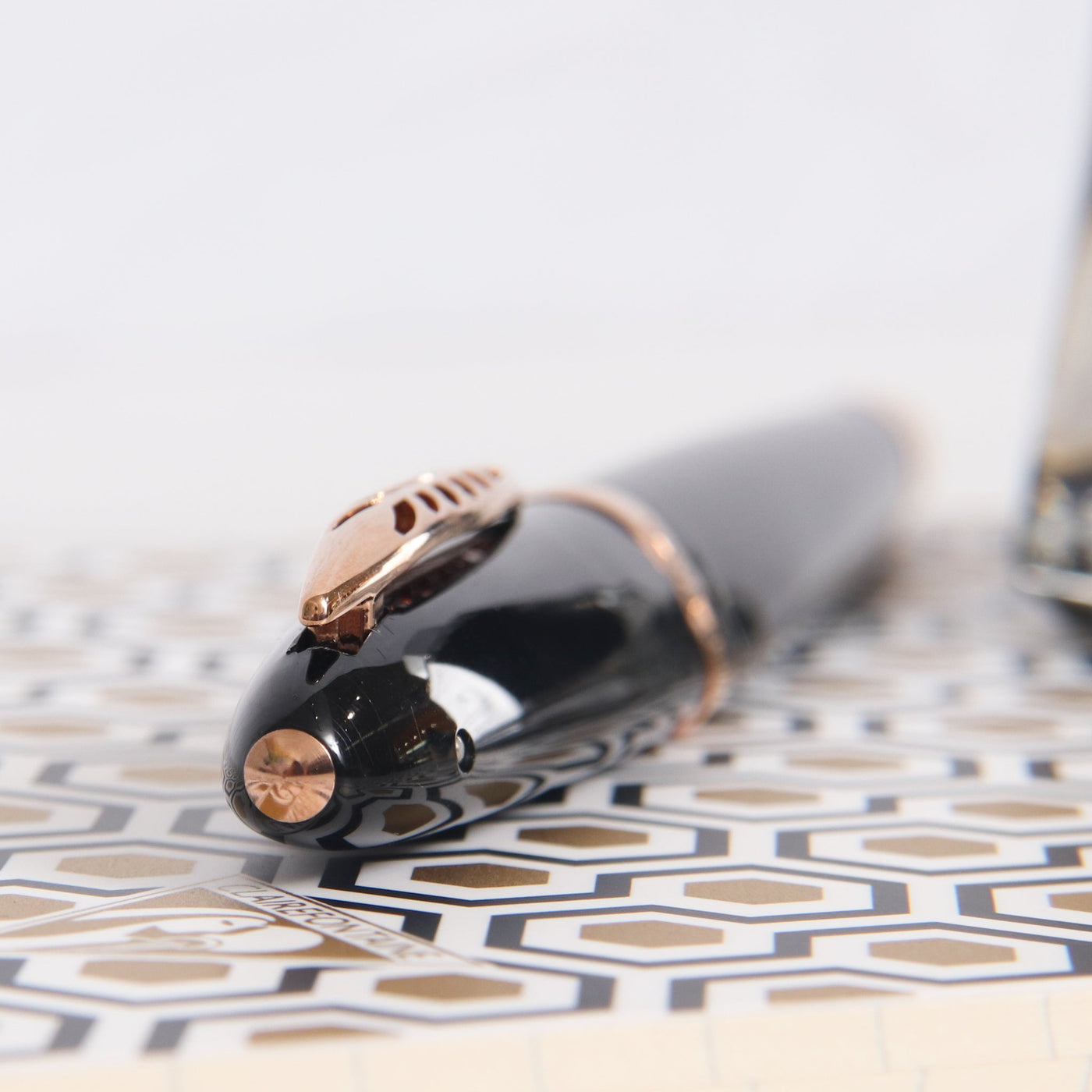 Pineider Modern Times Black & Rose Gold Rollerball Pen Triangular Shape