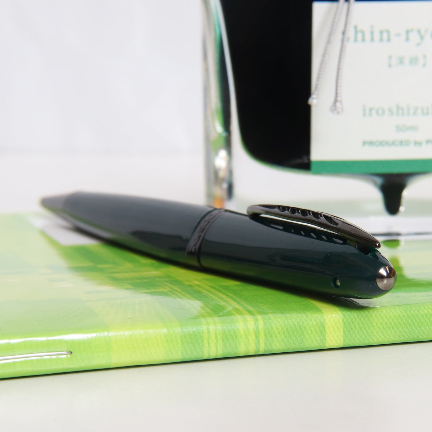 Pineider Modern Times British Racing Green & Black Ballpoint Pen Triangular Shape
