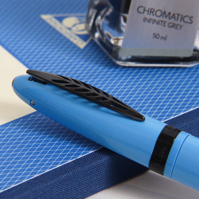 Pineider Modern Times France Racing Blue & Black Rollerball Pen Clip