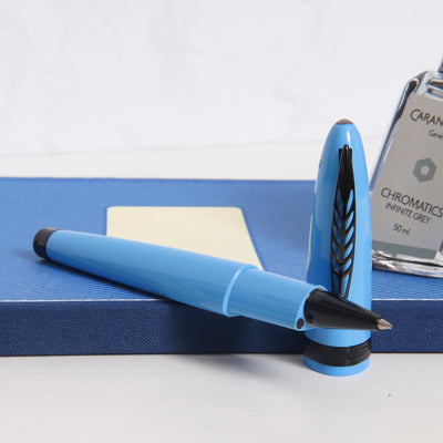 Pineider Modern Times France Racing Blue & Black Rollerball Pen Uncapped