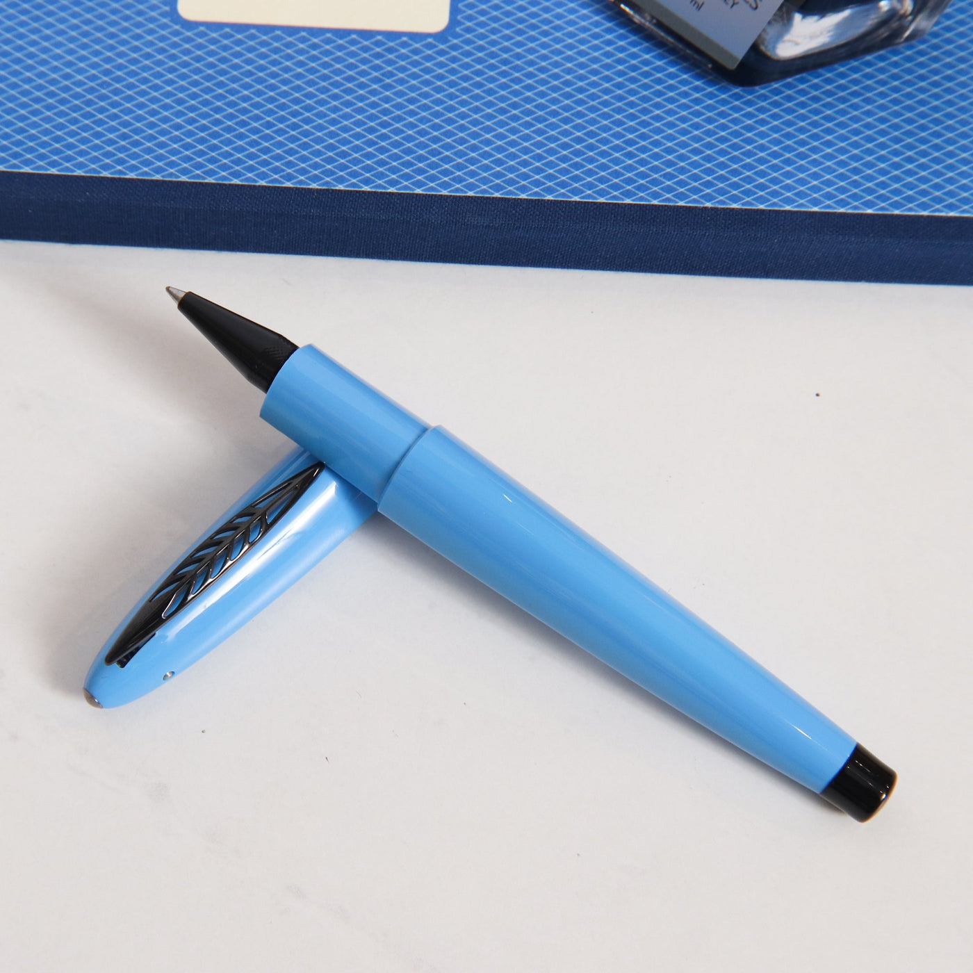Pineider Modern Times France Racing Blue & Black Rollerball Pen
