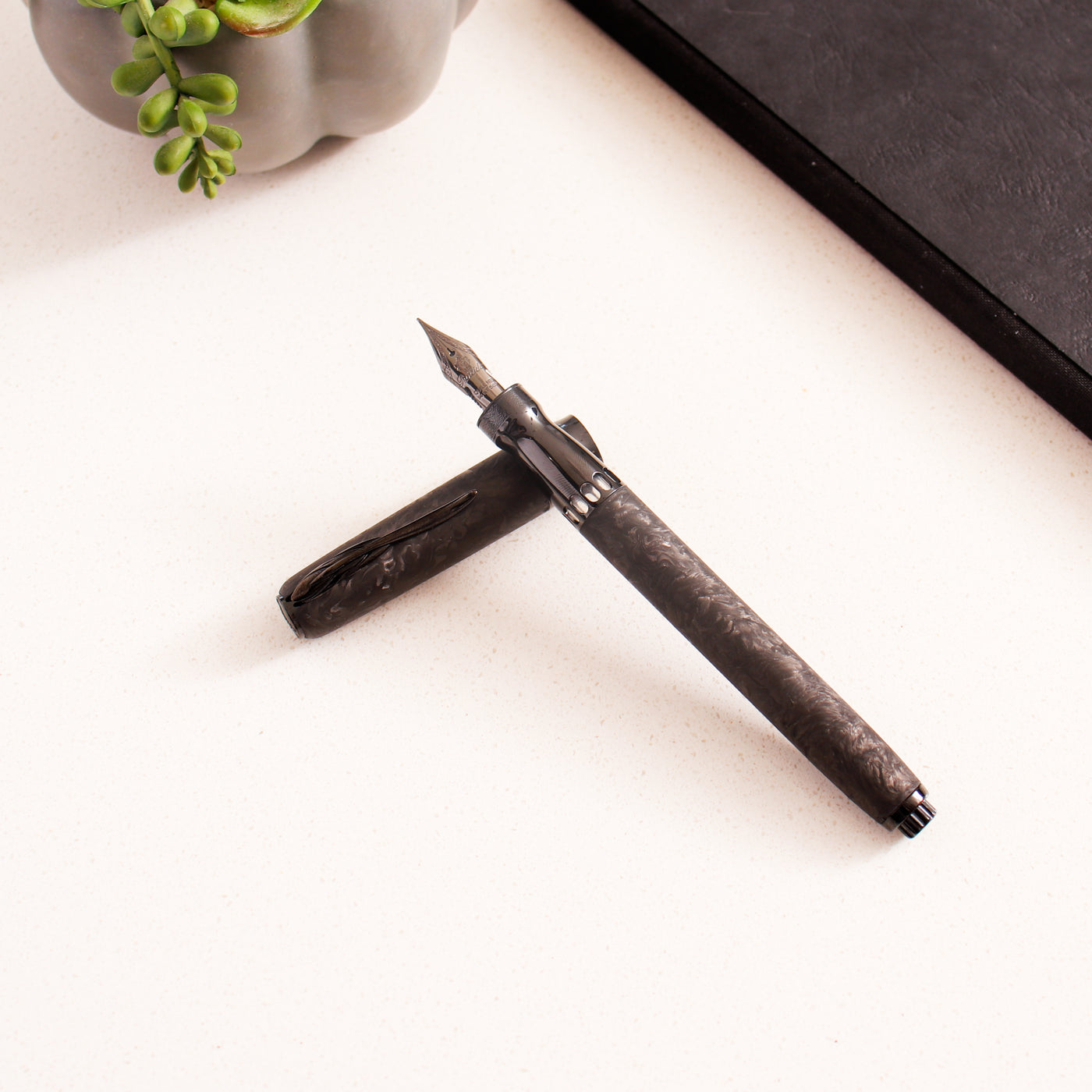 Pineider Mystery Filler Forged Carbon Black Fountain Pen