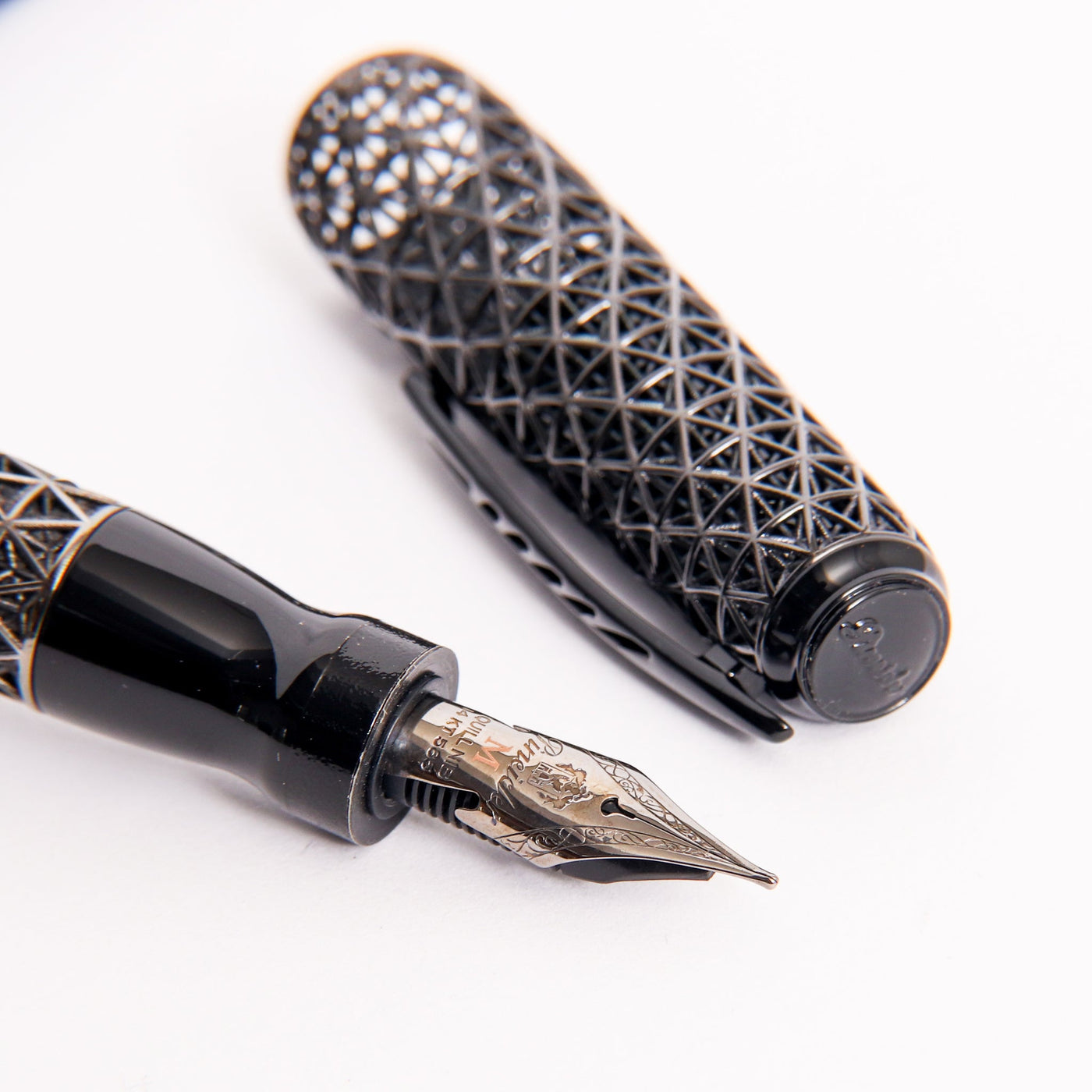 Pineider Psycho Black with Black Trim Fountain Pen Sterling Silver