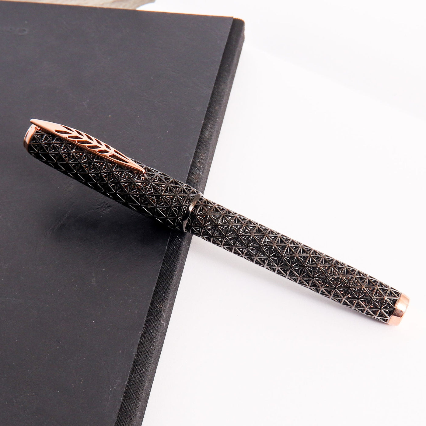 Pineider Psycho Black with Rose Gold Trim Fountain Pen Capped