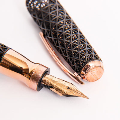 Pineider Psycho Black with Rose Gold Trim Fountain Pen Flex Nib