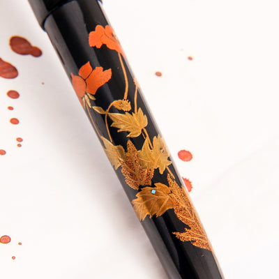 Platinum 3776 Century Urushi Maki e Poppy Fountain Pen Artwork On Body