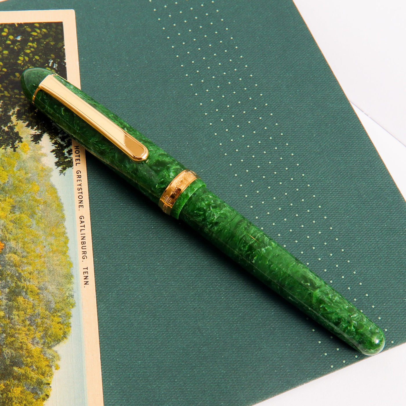 Platinum Century 3776 Jade Celluloid Fountain Pen Capped