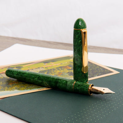 Platinum Century 3776 Jade Celluloid Fountain Pen Uncapped