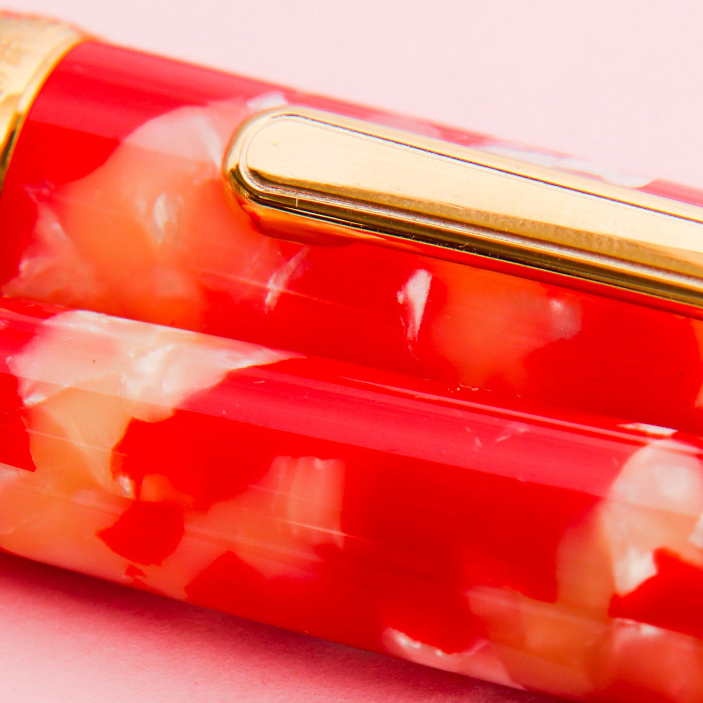 Platinum Century 3776 Koi Celluloid Fountain Pen Red Celluloid Details