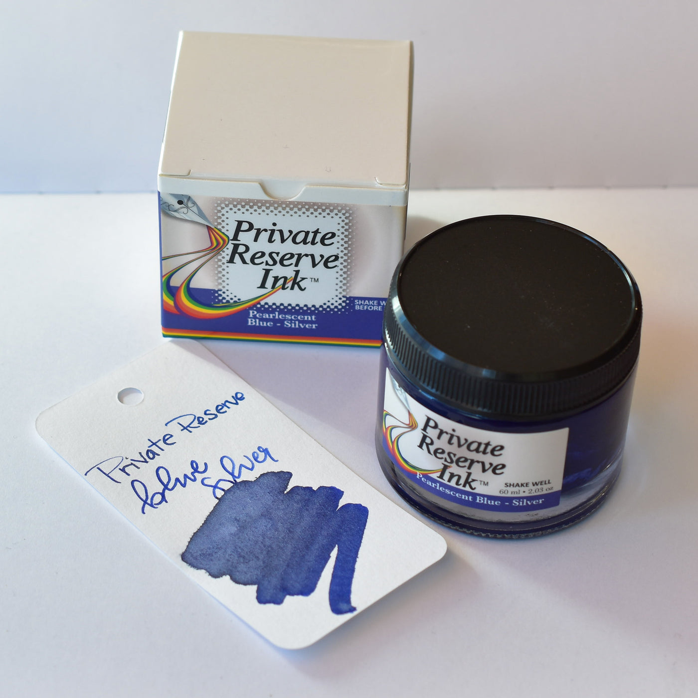 Private Reserve Pearlescent Blue Silver Ink Bottle