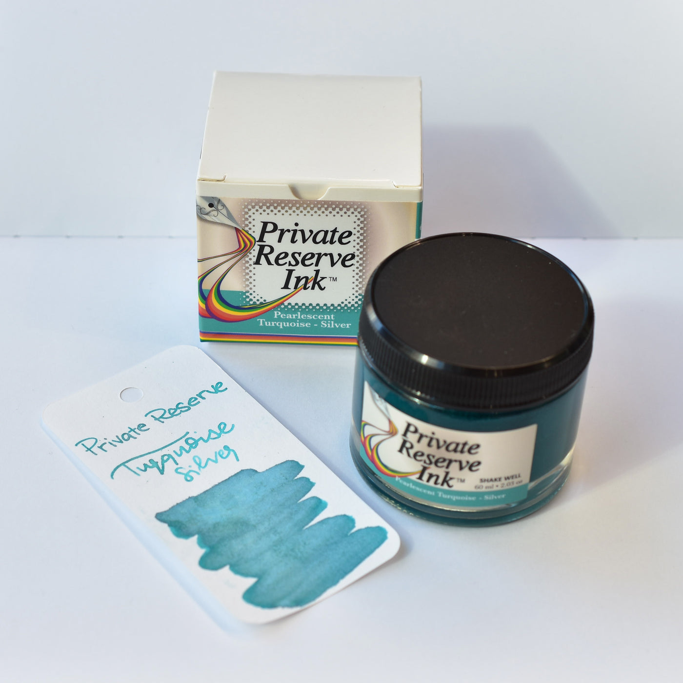 Private Reserve Pearlescent Turquoise Silver Ink Bottle