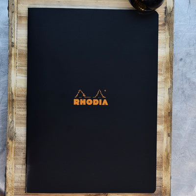 Rhodia Classic Side Staplebound A4 Black Lined Notebook