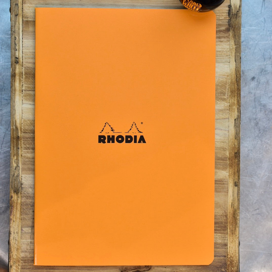 Rhodia Classic Side Staplebound A4 Orange Lined Notebook
