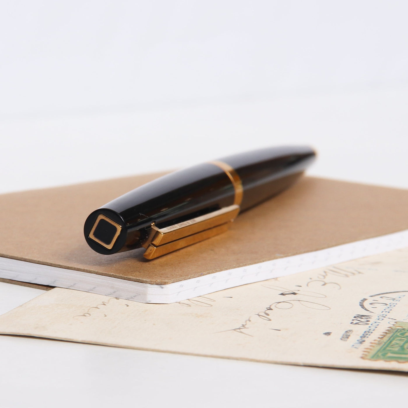 S.T. Dupont Ellipses Black & Gold Ballpoint Pen Preowned Top of Pen