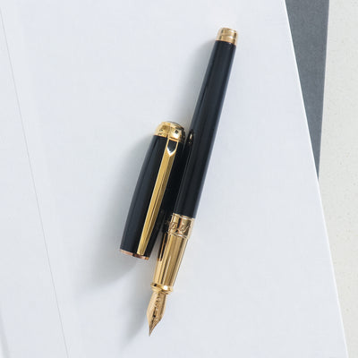 ST Dupont Line D Large Black & Gold Fountain Pen