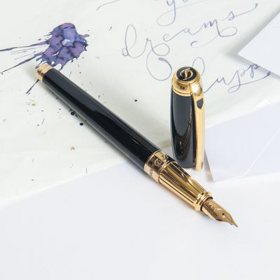 ST Dupont Line D Large Black & Gold Fountain Pen