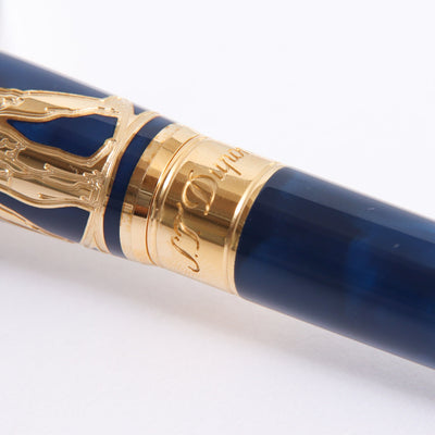 ST Dupont Line D Large Blue Vitruvian Man Rollerball Pen Center Band