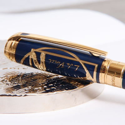 ST Dupont Line D Large Blue Vitruvian Man Rollerball Pen Clip