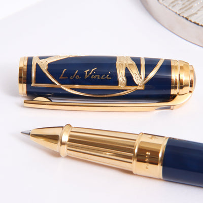 ST Dupont Line D Large Blue Vitruvian Man Rollerball Pen Signature