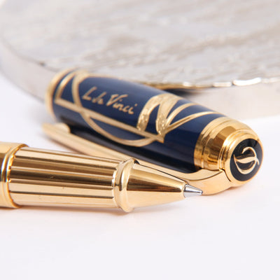 ST Dupont Line D Large Blue Vitruvian Man Rollerball Pen Tip Details