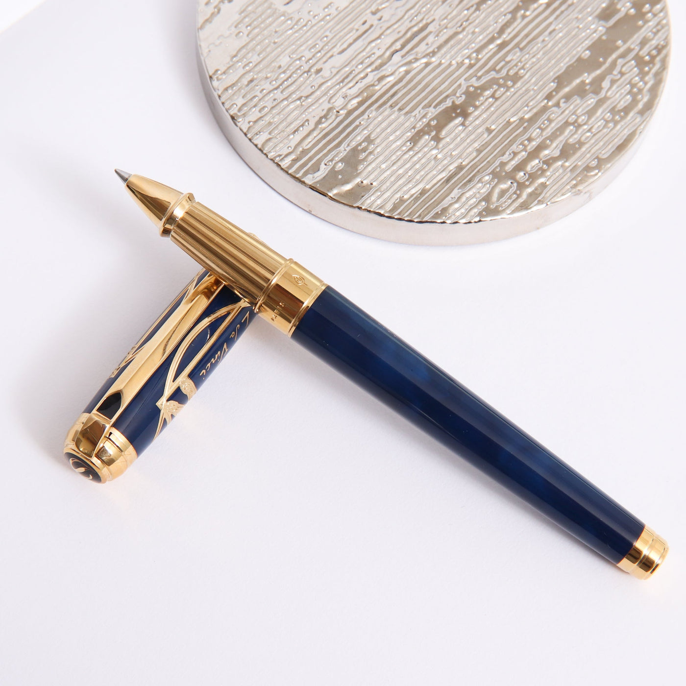 ST Dupont Line D Large Blue Vitruvian Man Rollerball Pen