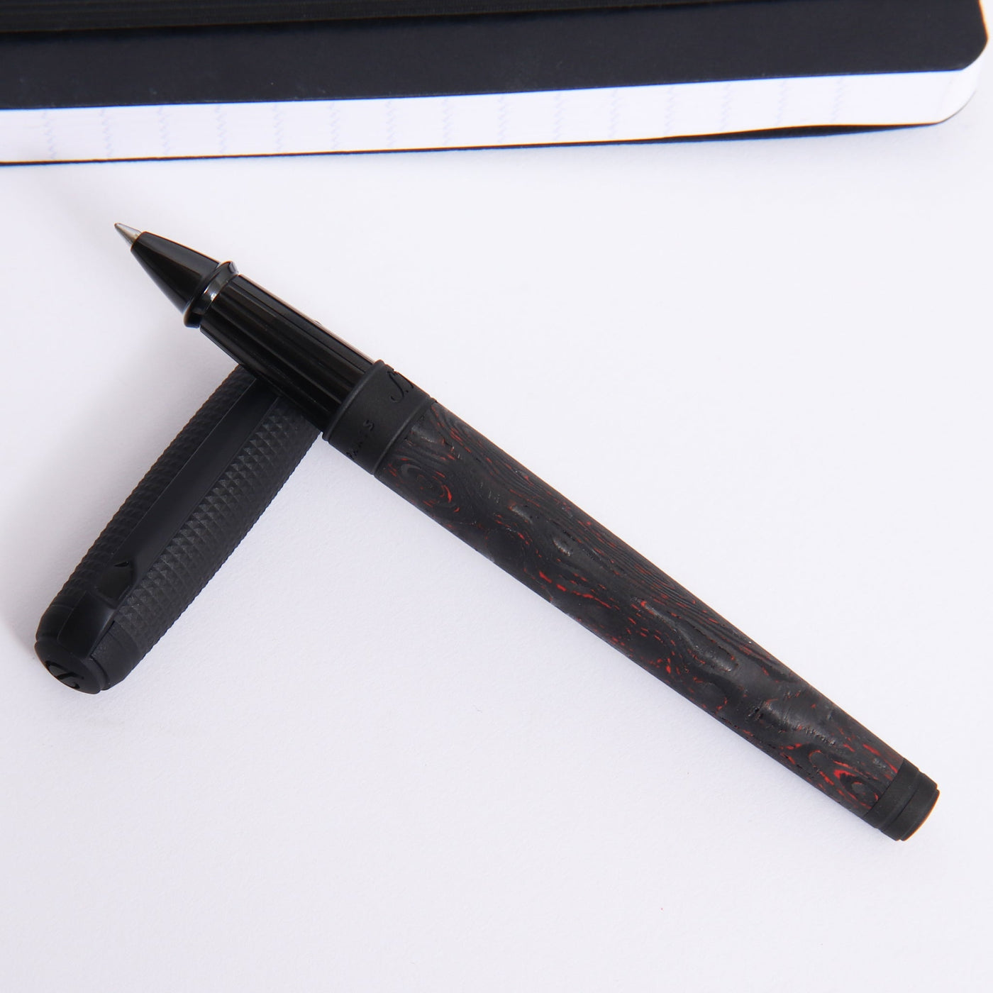 ST Dupont Line D Large Carbon Fiery Lava Rollerball Pen