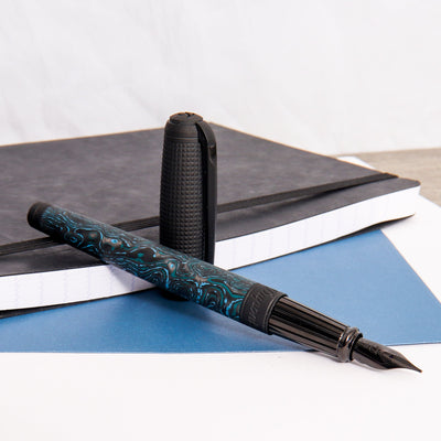 ST-Dupont-Line-D-Large-Carbon-Glacial-Cave-Fountain-Pen-Uncapped