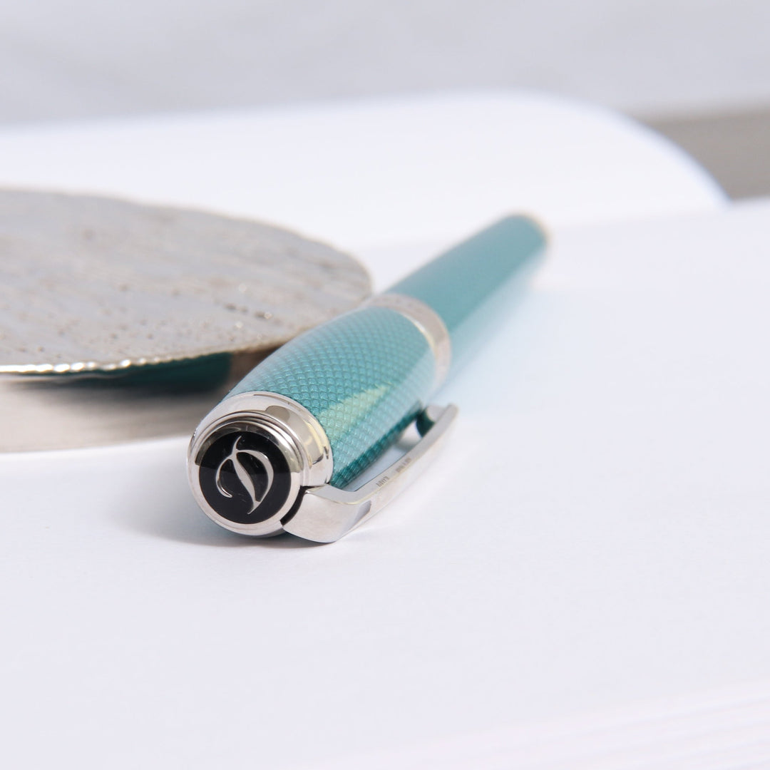 ST Dupont Line D Large Diamond Guilloche Aquamarine Rollerball Pen