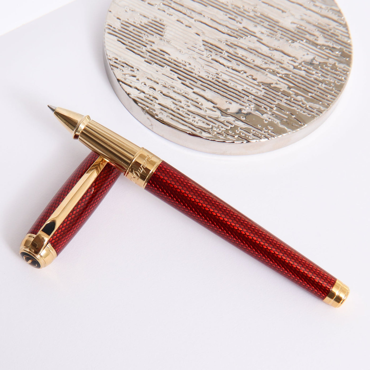 ST Dupont Line D Large Diamond Guilloche Ruby Rollerball Pen