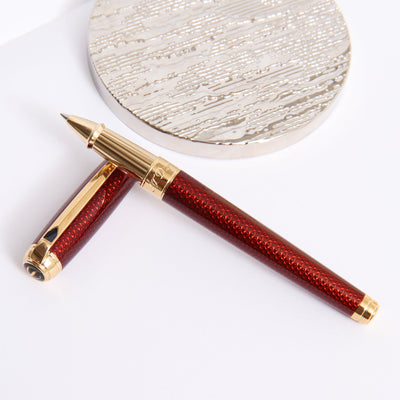 ST Dupont Line D Large Firehead Guilloche Amber Rollerball Pen