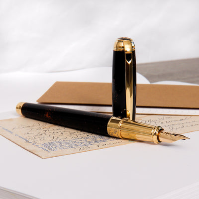 ST-Dupont-Line-D-Large-Gold-Dust-Fountain-Pen-Brown