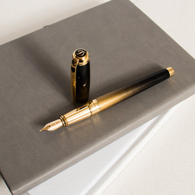 ST Dupont Line D Large Sunburst Black Fountain Pen