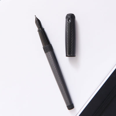 ST Dupont Line D Large Velvet Firehead Guilloche Graphite Fountain Pen Black