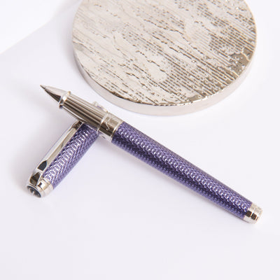 ST Dupont Line D Large Velvet Firehead Guilloche Lilac Rollerball Pen