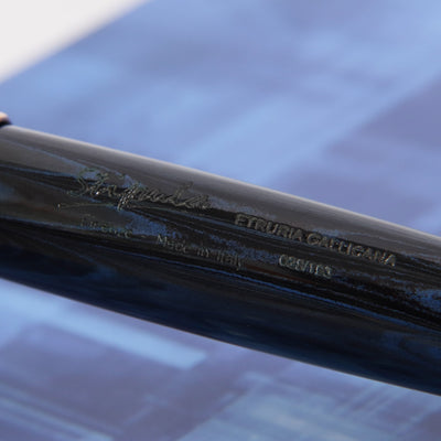 Stipula Etruria Blue Black Ebonite Fountain Pen Engraving