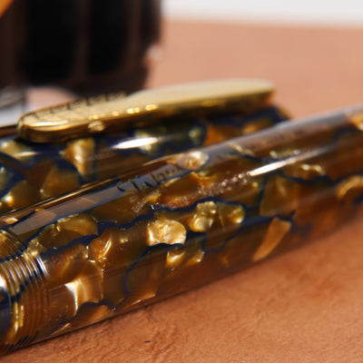 Stipula Etruria Champagne Celluloid Fountain Pen Brown with Gold Trim