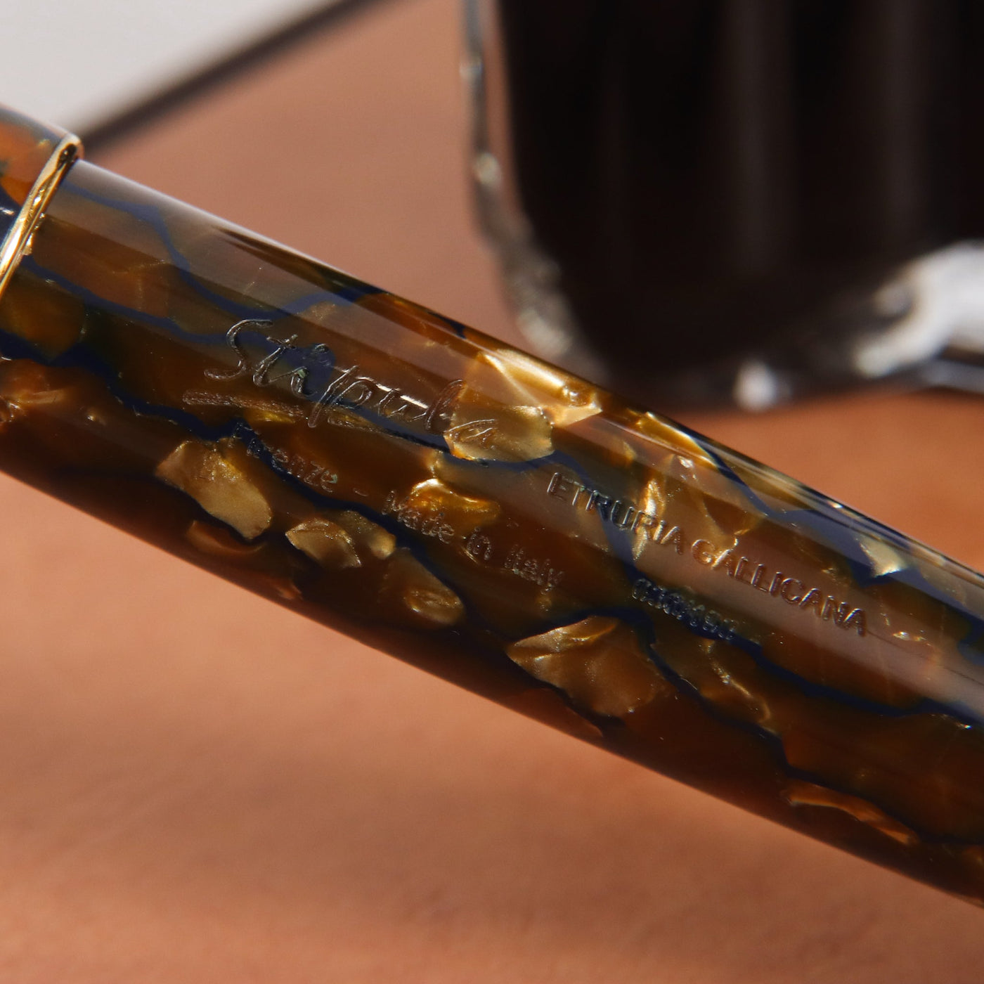 Stipula Etruria Champagne Celluloid Fountain Pen Engraving