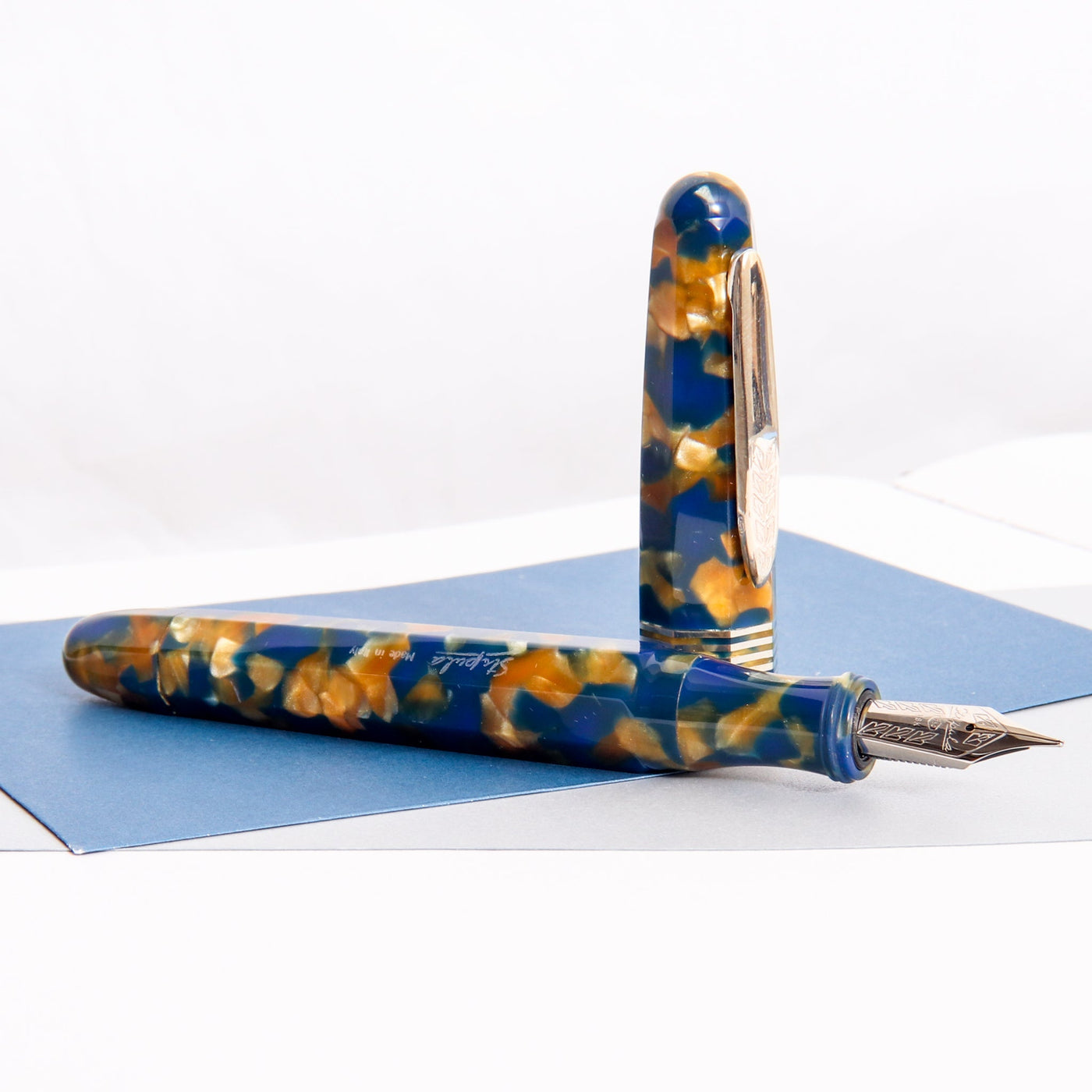 Stipula Etruria Faceted Champagne Fountain Pen Blue And Tan Resin.jpg