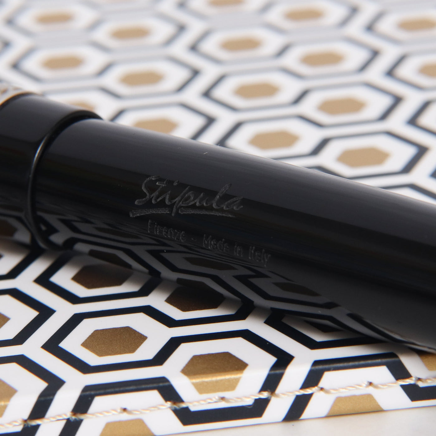 Stipula Etruria Magnifica Black Resin Rollerball Pen Engraving