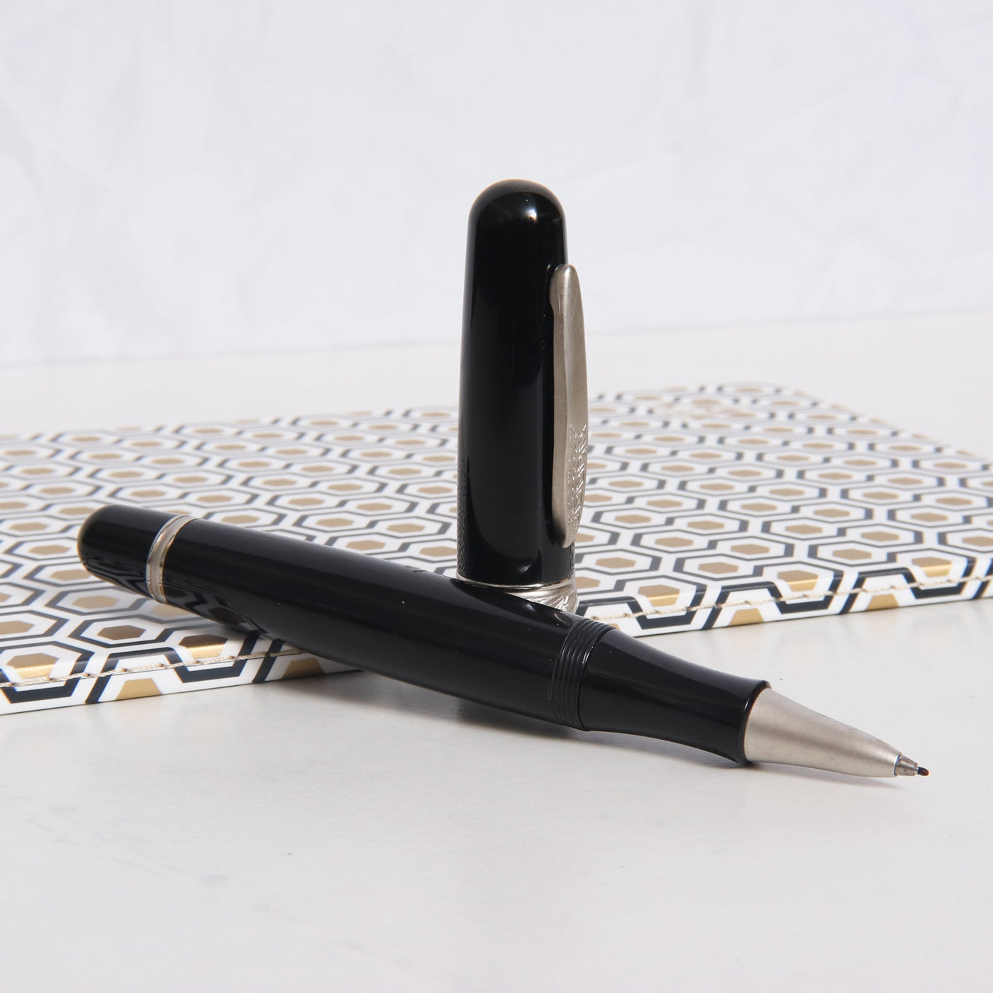 Stipula Etruria Magnifica Black Resin Rollerball Pen Uncapped