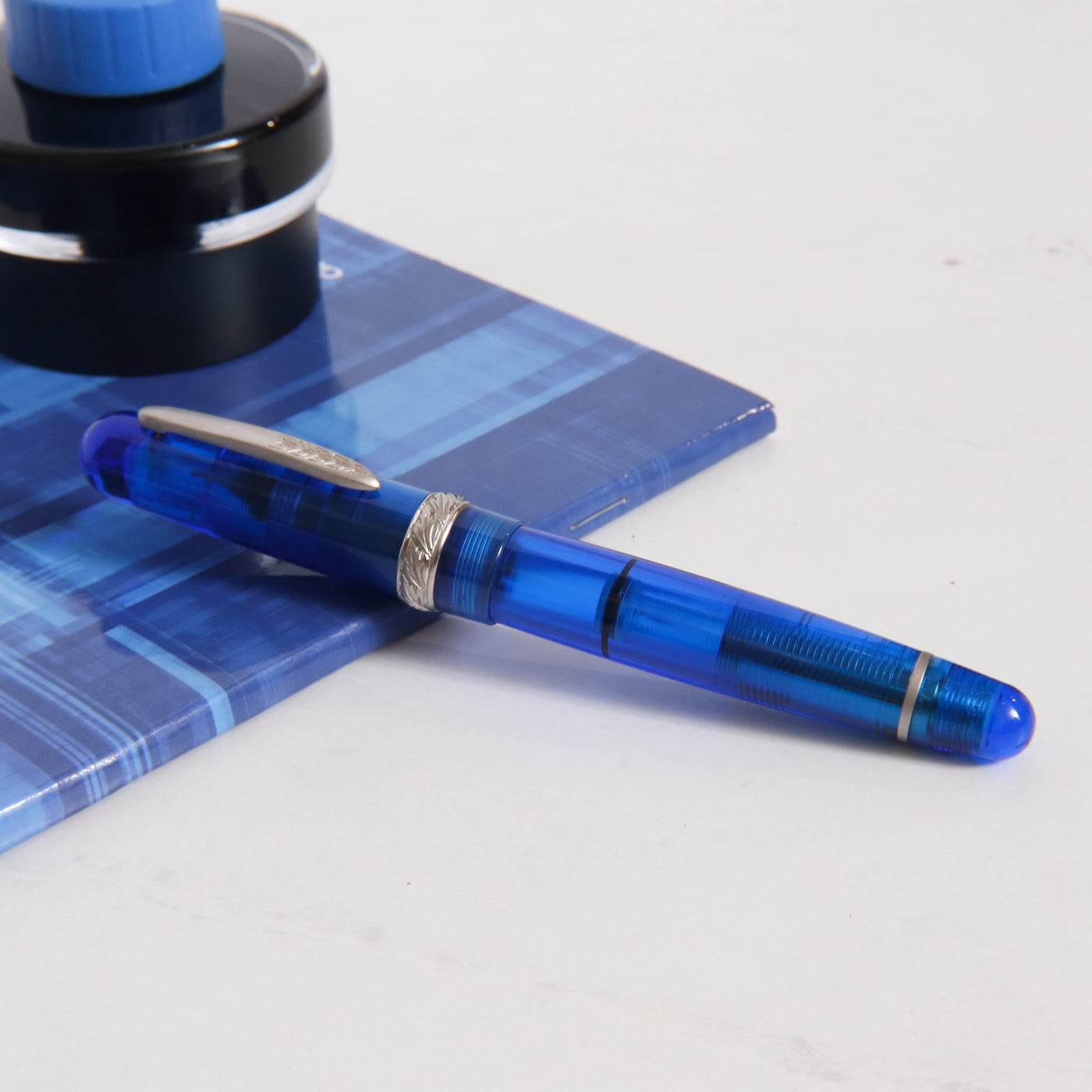 Stipula Etruria Rainbow Transparent Blue Fountain Pen Capped