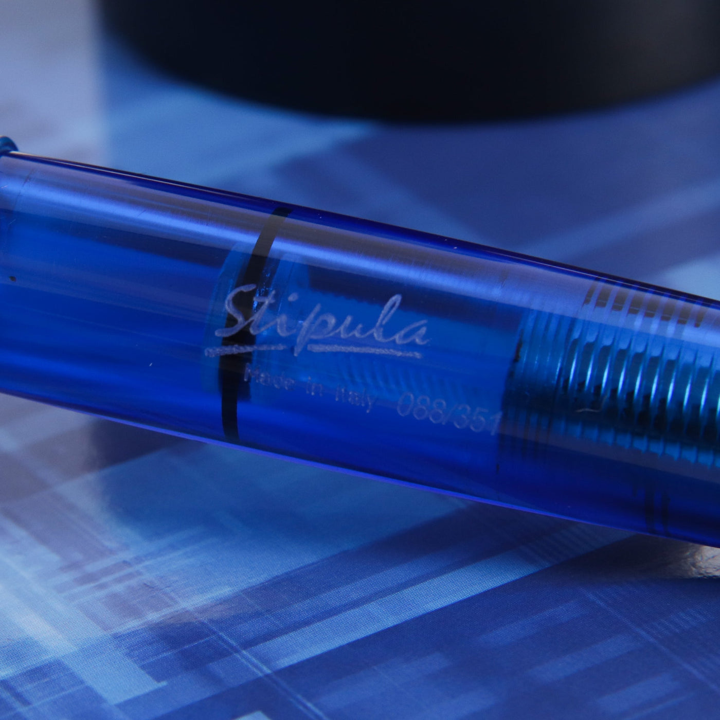 Stipula Etruria Rainbow Transparent Blue Fountain Pen Engraving
